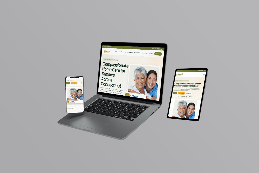Green Home Care website shown on desktop tablet and mobile devices